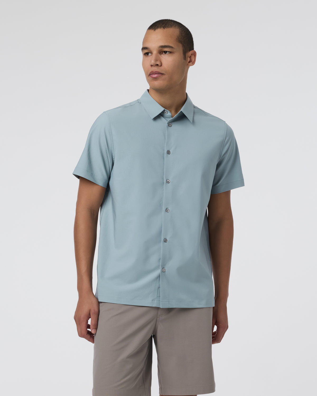 Men Vuori Short Sleeve Manhattan Button Down Men's Mist Shirt