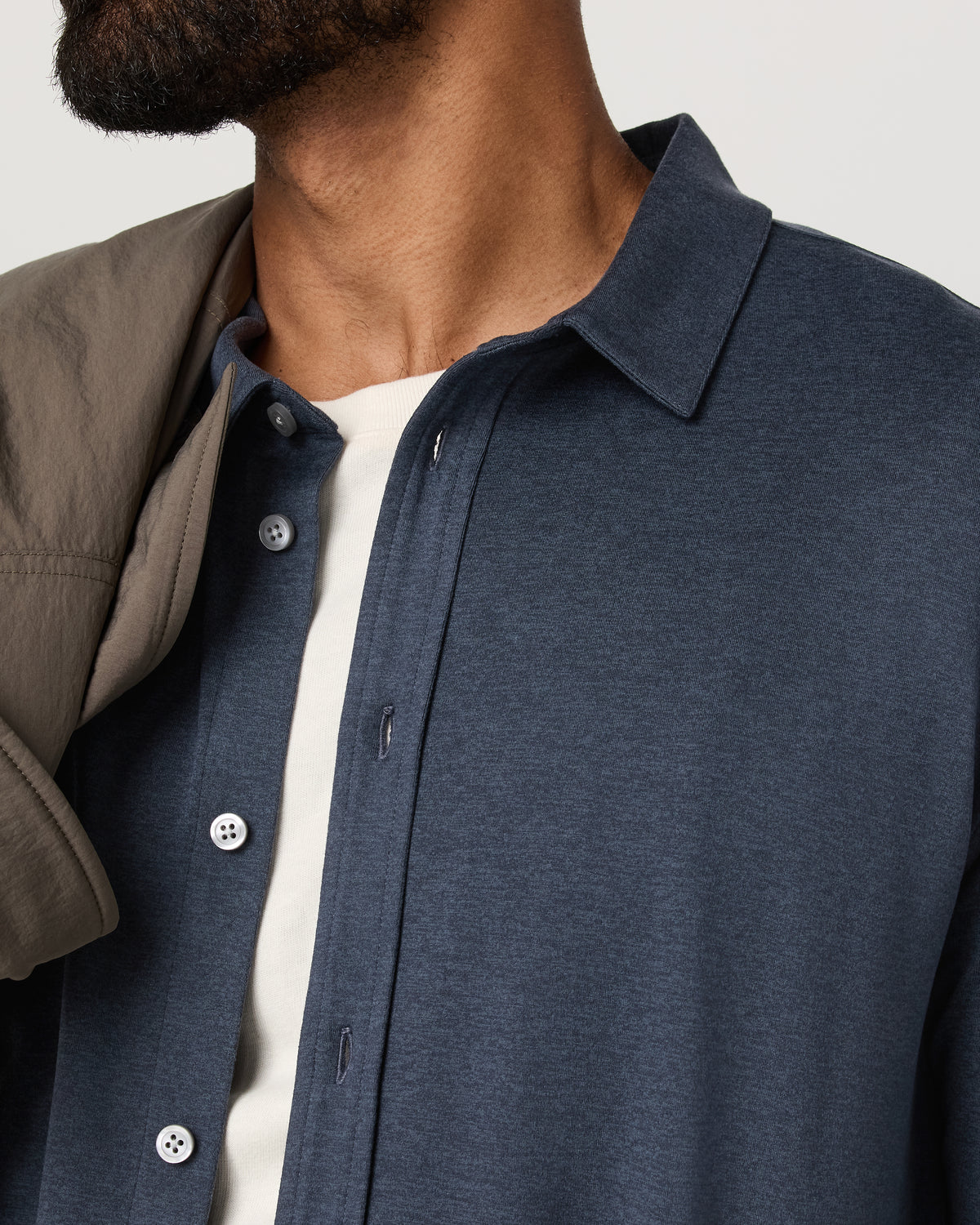 Men Vuori Men's Long Sleeve Ponto Button Down Azure Heather