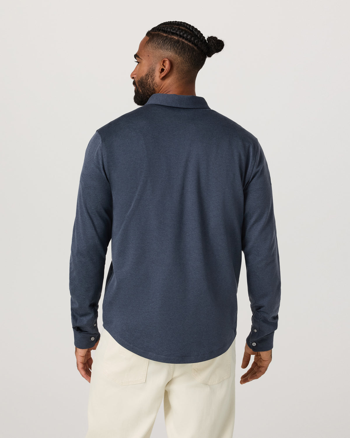 Men Vuori Men's Long Sleeve Ponto Button Down Azure Heather