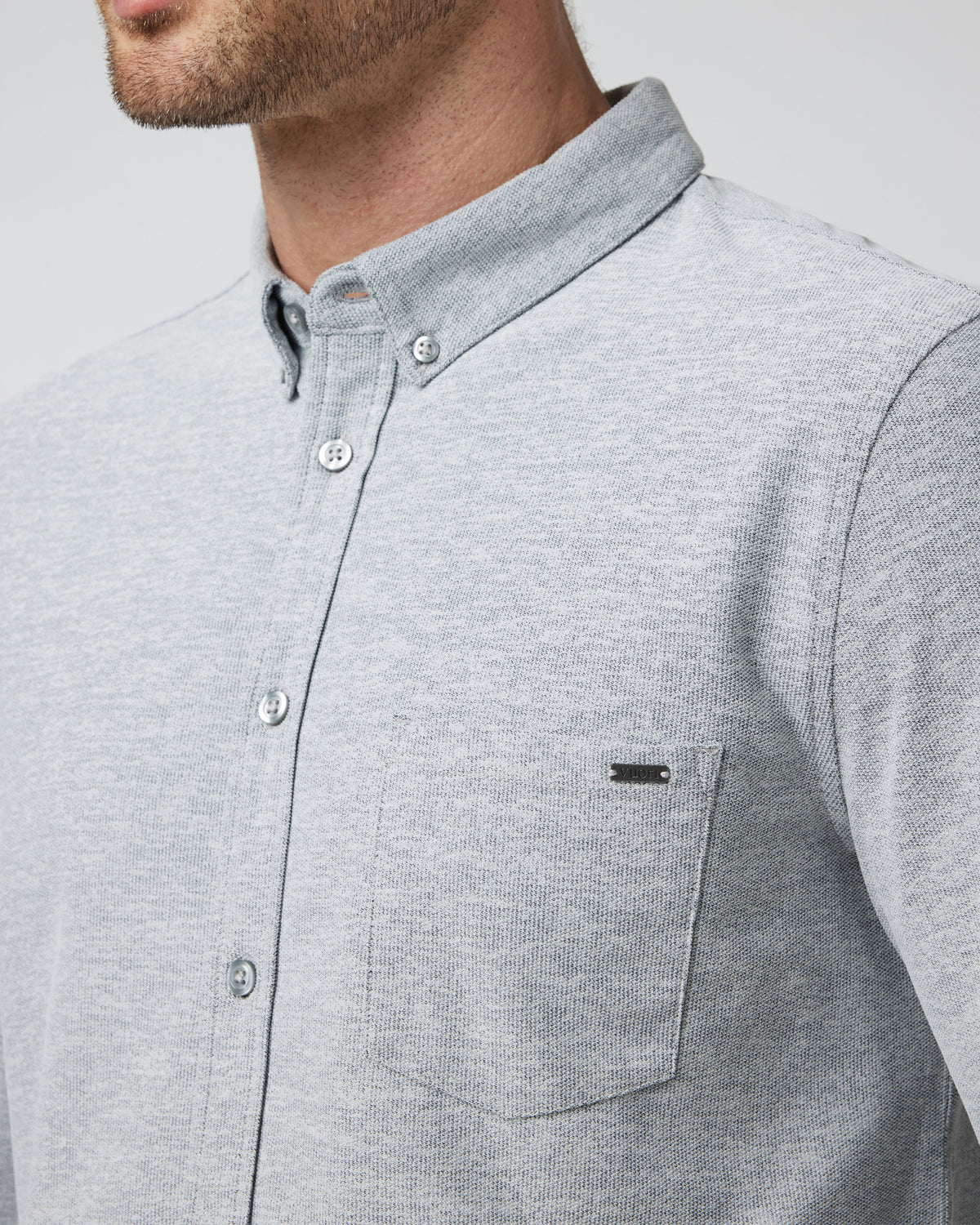 Men Vuori Long Sleeve Ace Button-Down Grey Button Down Shirt