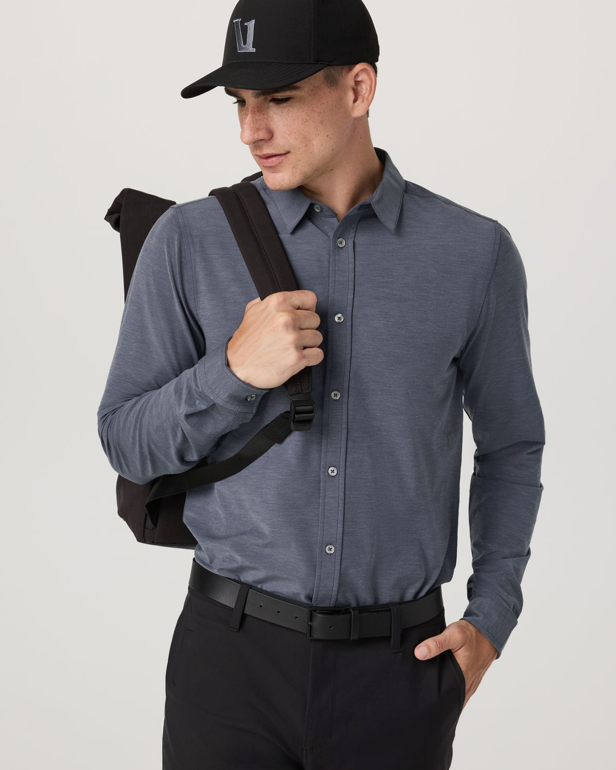 Men Vuori Long Sleeve Bridge Button Down Men's Moonlight Shirt