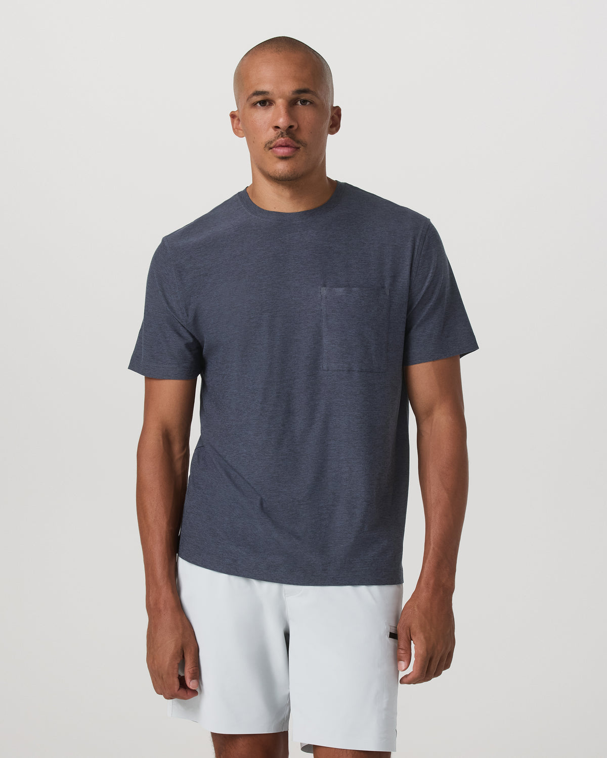 Men Vuori Short Sleeve Strato Pocket Tee-Relaxed Fit Dark Azure Heather