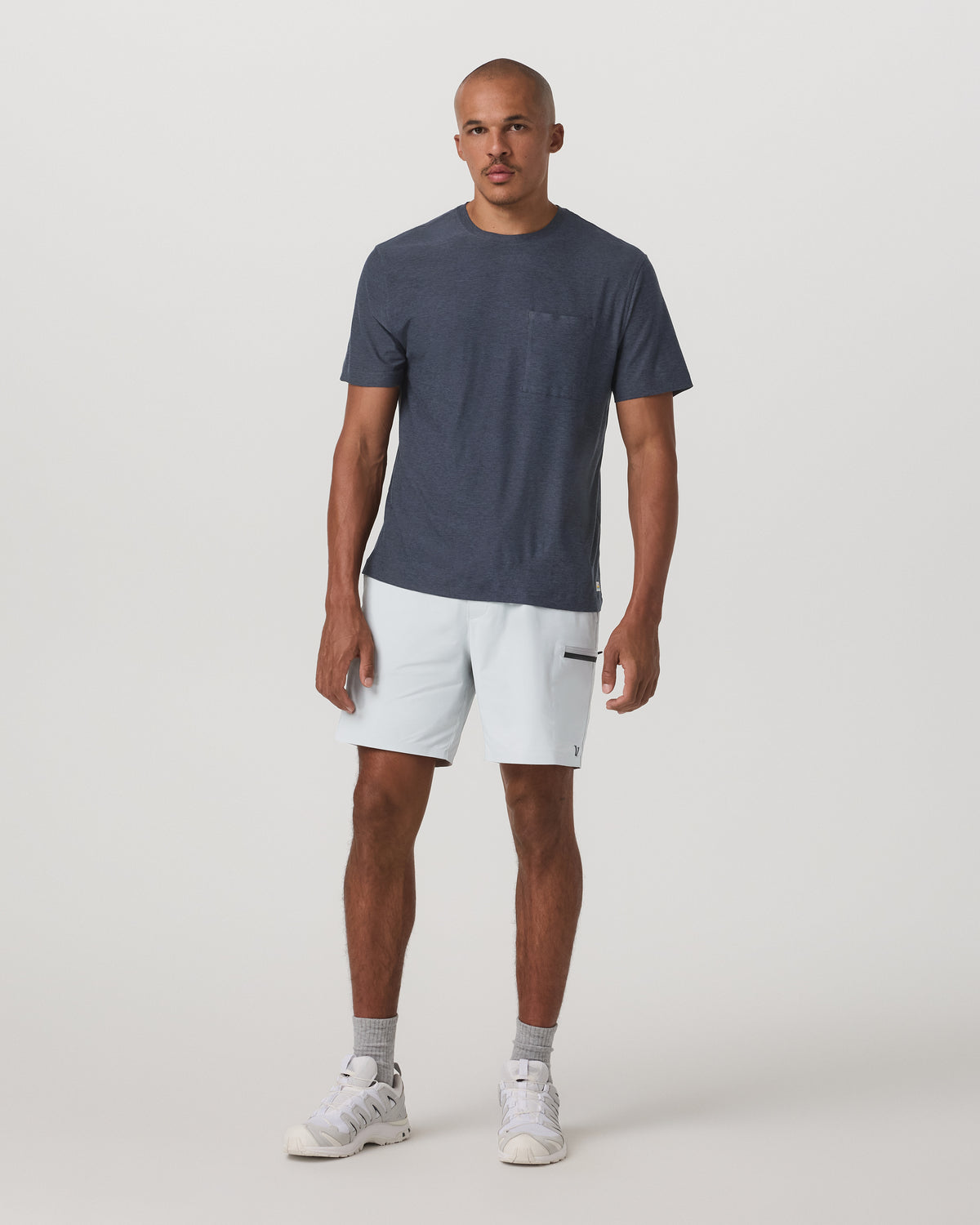 Men Vuori Short Sleeve Strato Pocket Tee-Relaxed Fit Dark Azure Heather