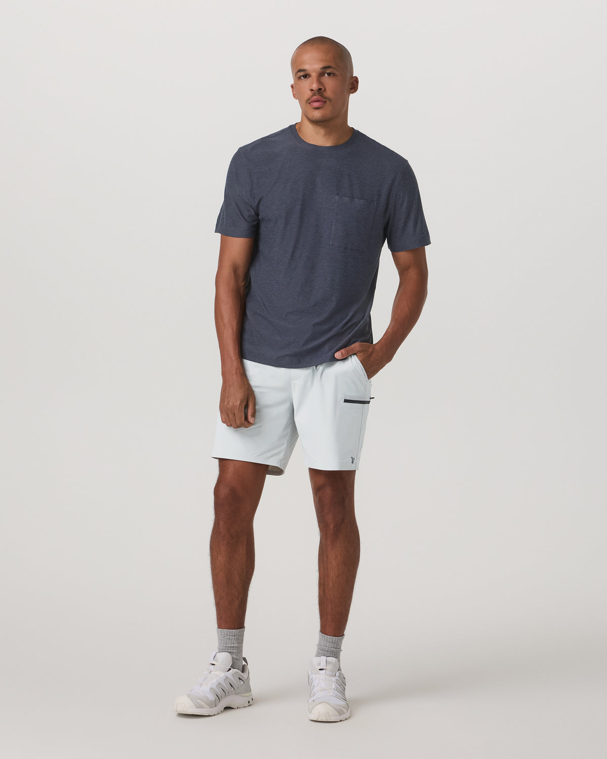 Men Vuori Short Sleeve Strato Pocket Tee-Relaxed Fit Dark Azure Heather