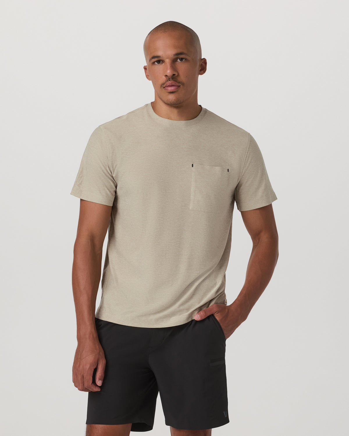 Men Vuori Short Sleeve Strato Pocket Tee-Relaxed Fit Truffle Heather