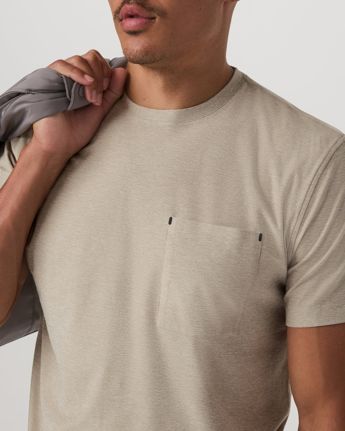 Men Vuori Short Sleeve Strato Pocket Tee-Relaxed Fit Truffle Heather