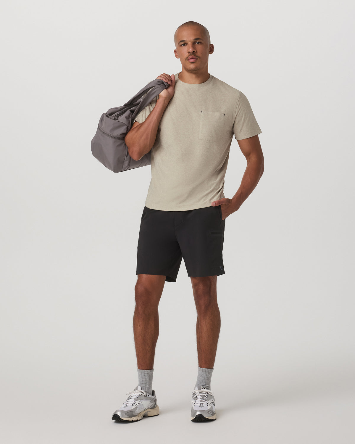 Men Vuori Short Sleeve Strato Pocket Tee-Relaxed Fit Truffle Heather