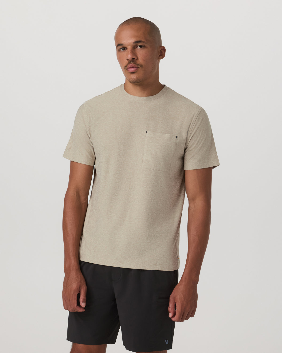 Men Vuori Short Sleeve Strato Pocket Tee-Relaxed Fit Truffle Heather
