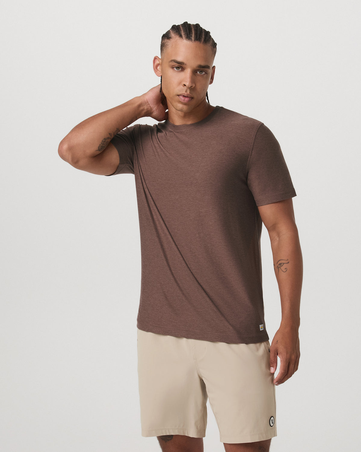 Men Vuori Strato Tech Tee Men's Sable Heather Performance T-Shirt