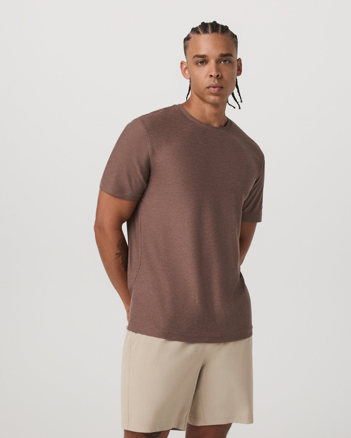 Men Vuori Strato Tech Tee Men's Sable Heather Performance T-Shirt