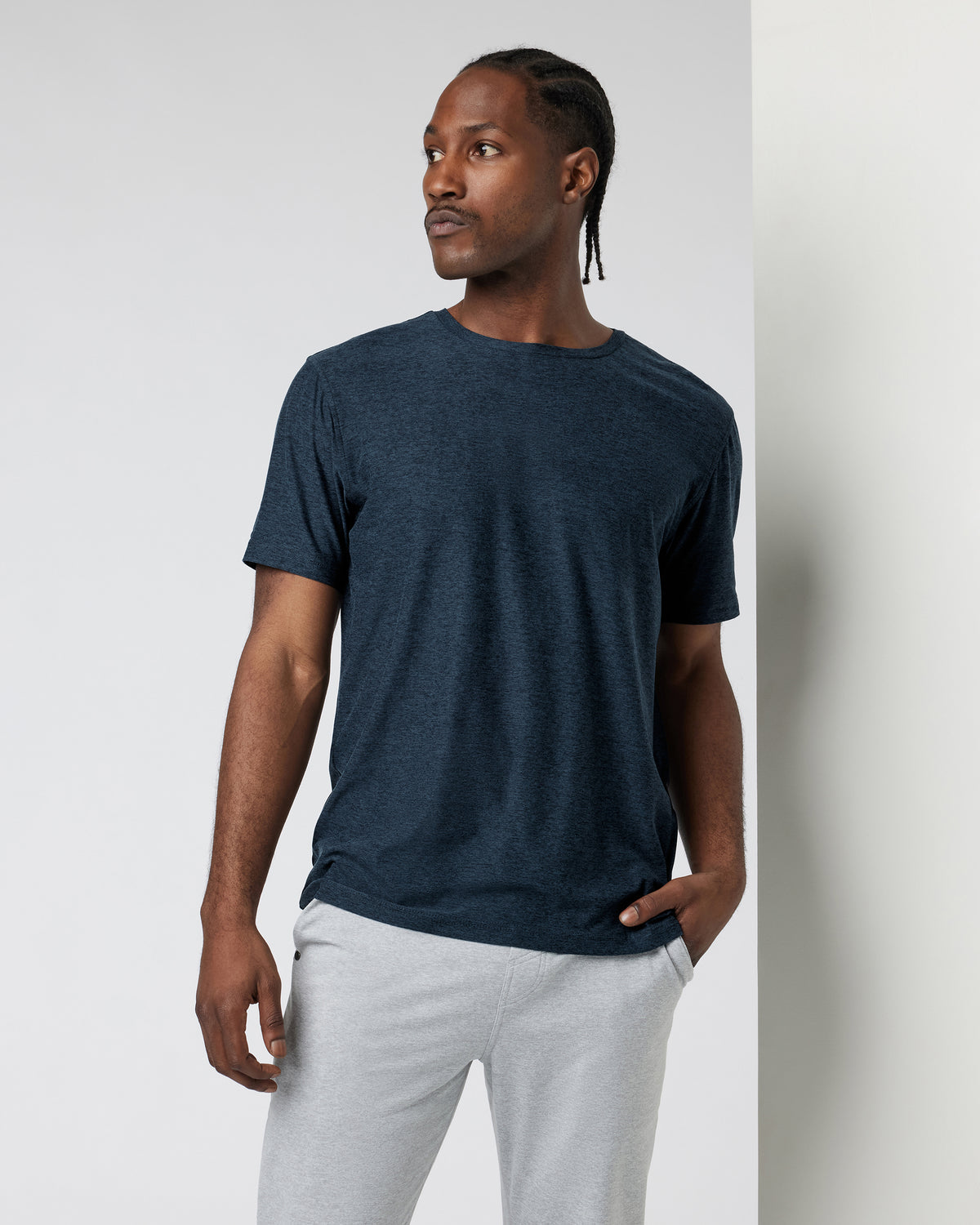 Men Vuori Strato Tech Tee Men's Navy Heather Blue Tee