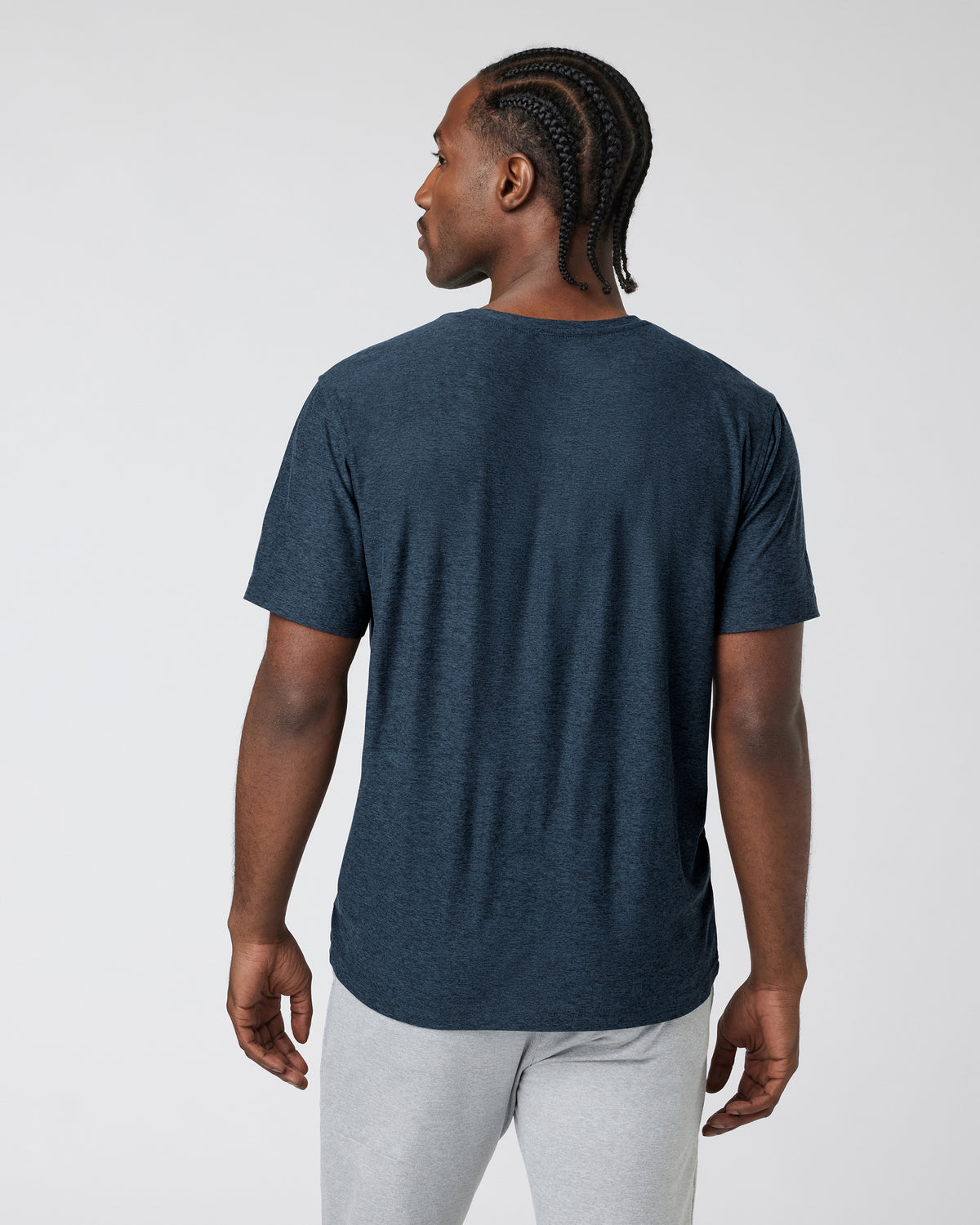 Men Vuori Strato Tech Tee Men's Navy Heather Blue Tee
