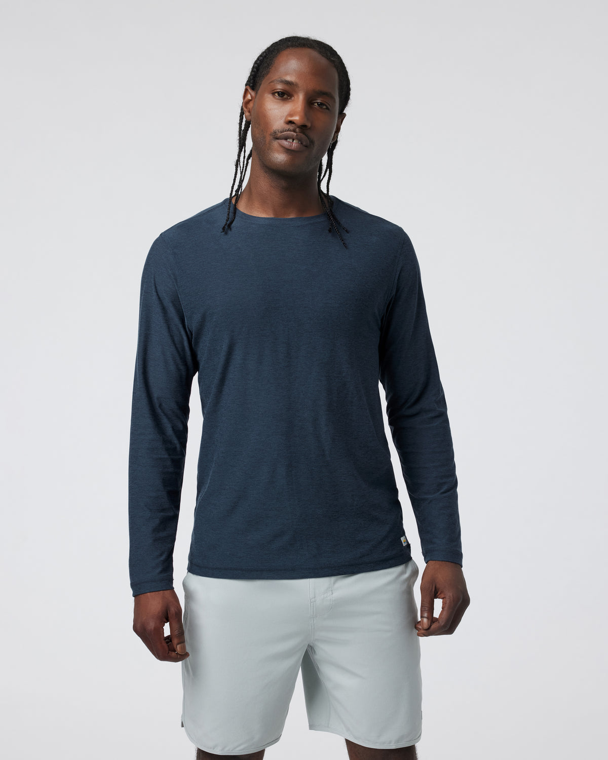 Men Vuori Long-Sleeve Strato Tech Tee Navy Long Sleeve Top