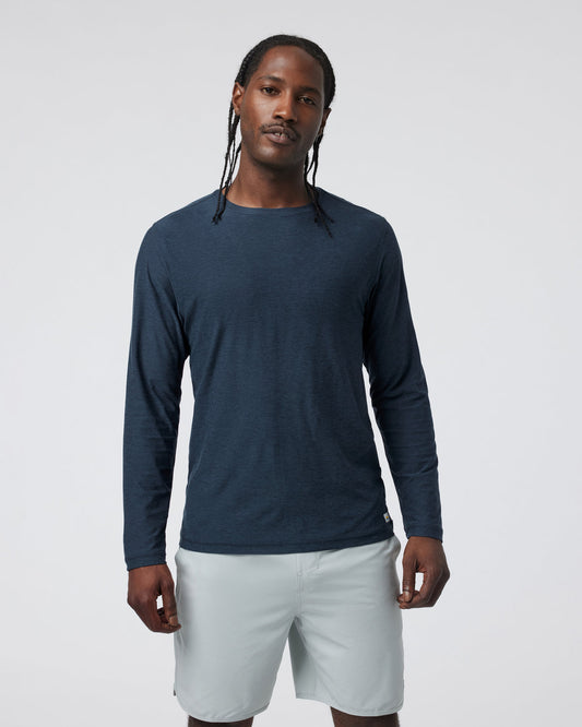 Men Vuori Long-Sleeve Strato Tech Tee Navy Long Sleeve Top
