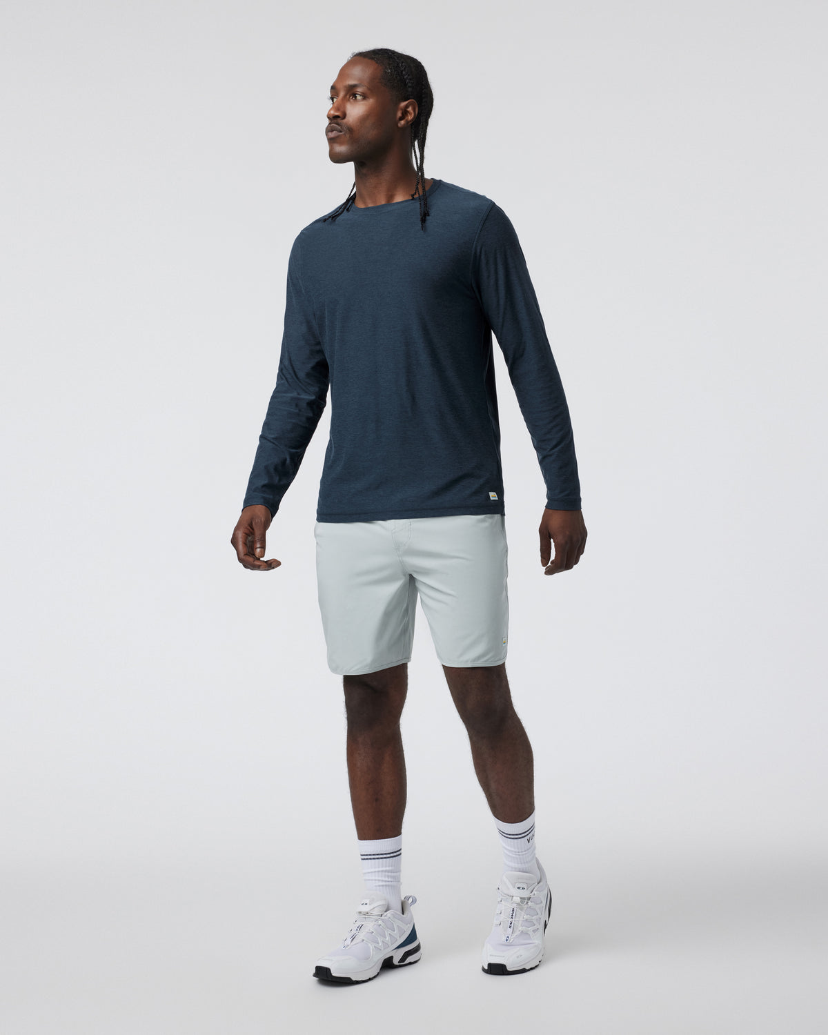 Men Vuori Long-Sleeve Strato Tech Tee Navy Long Sleeve Top