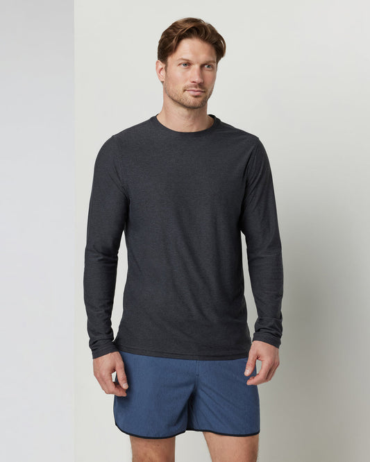 Men Vuori Long-Sleeve Strato Tech Tee Men's Charcoal Shirt