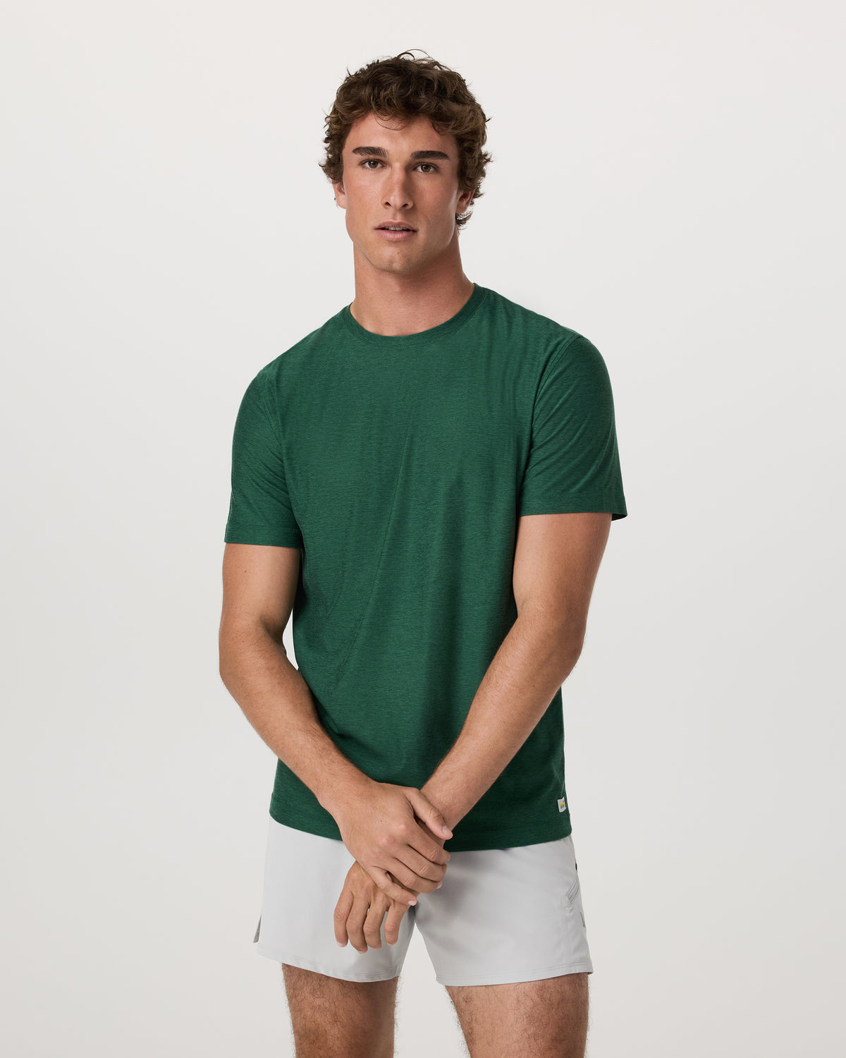 Men Vuori Strato Tech Tee Men's Viridian Heather Performance Shirt