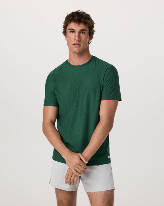 Men Vuori Strato Tech Tee Men's Viridian Heather Performance Shirt
