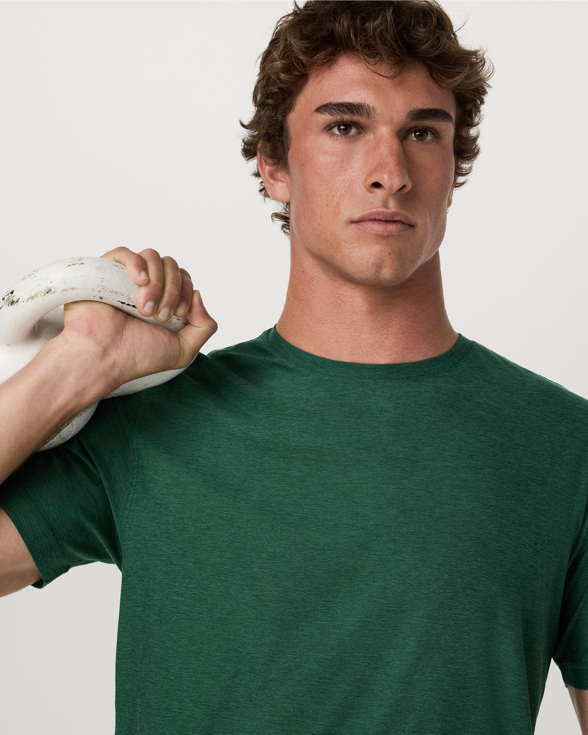 Men Vuori Strato Tech Tee Men's Viridian Heather Performance Shirt