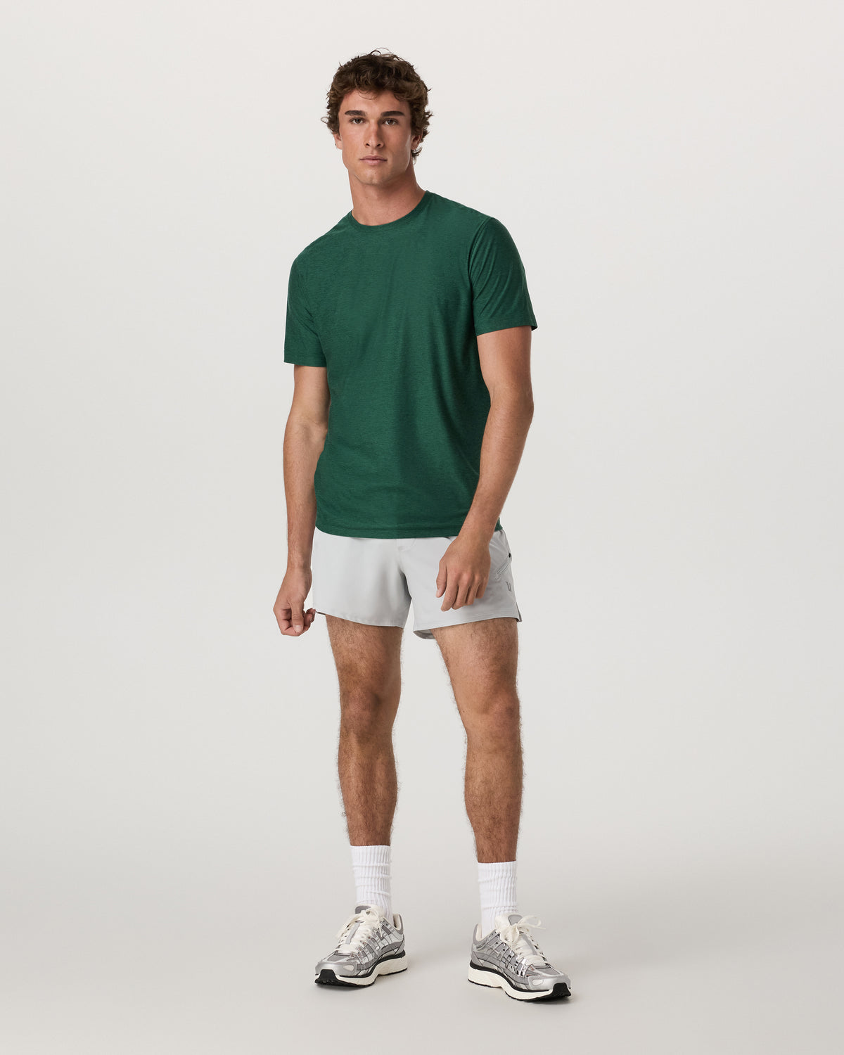 Men Vuori Strato Tech Tee Men's Viridian Heather Performance Shirt