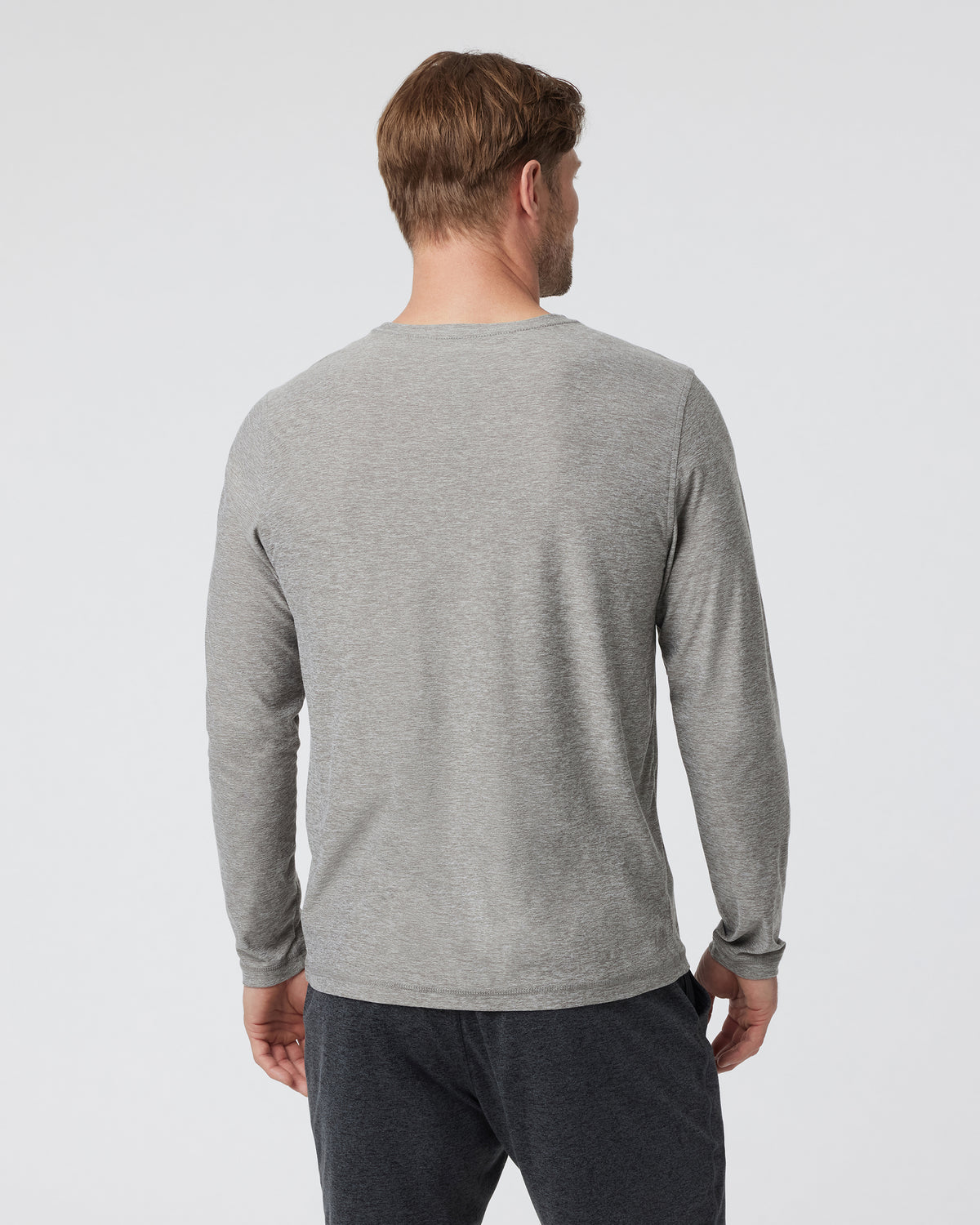 Men Vuori Long-Sleeve Strato Tech Tee Heather Grey Shirt