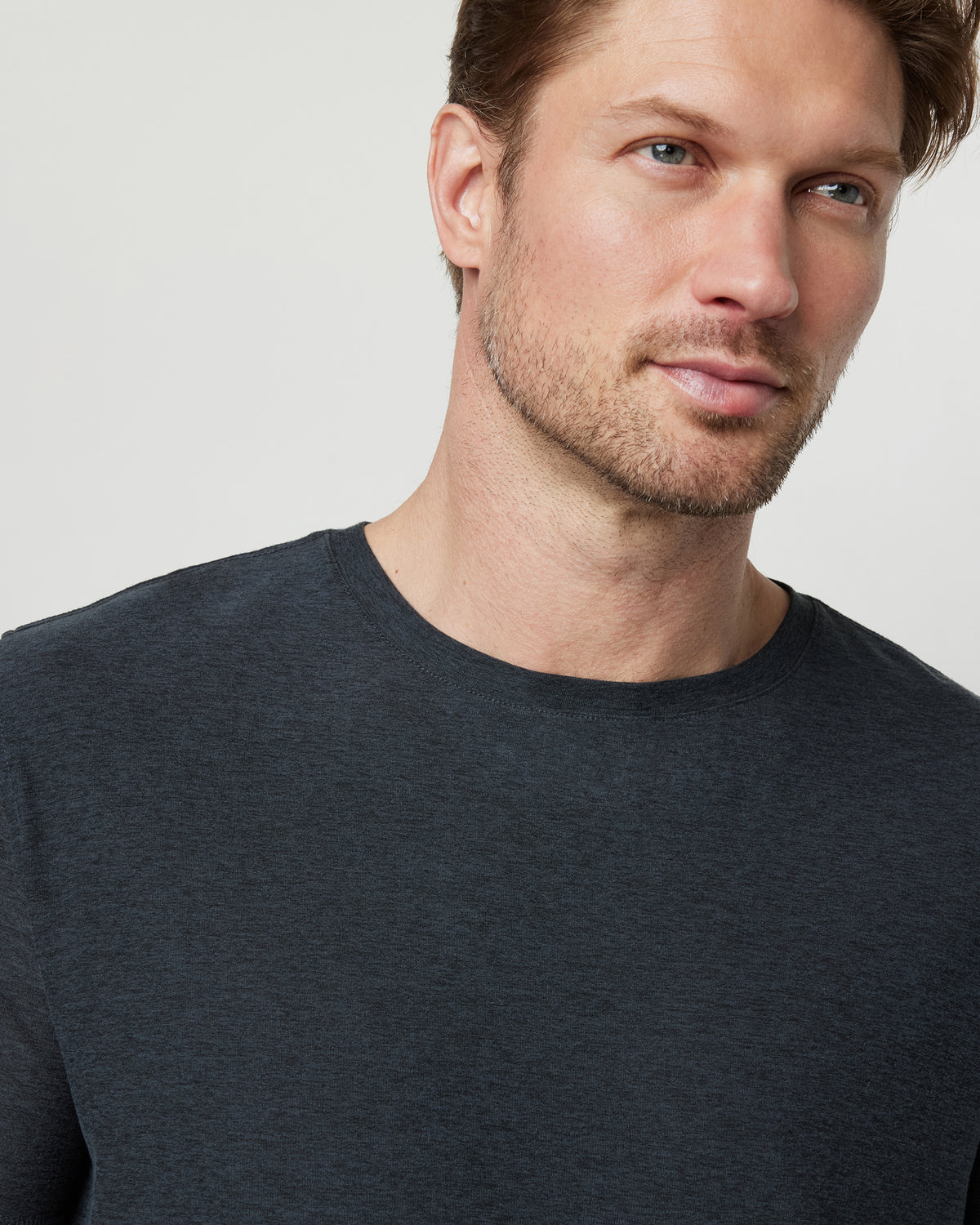 Men Vuori Strato Tech Tee Men's Charcoal Moisture Wicking Shirt