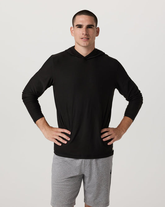 Men Vuori Strato Tech Hoodie Men's Black Long Sleeve Hoodie