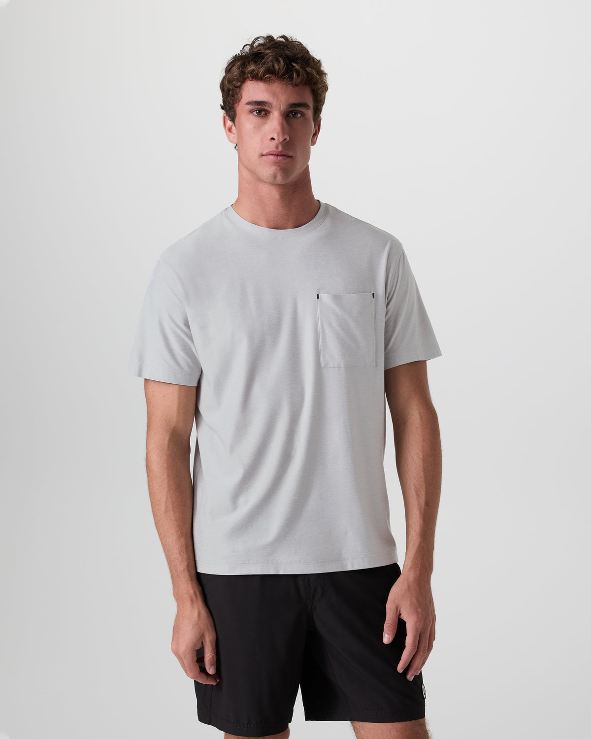Men Vuori Short Sleeve Strato Pocket Tee - Relaxed Fit Platinum Heather