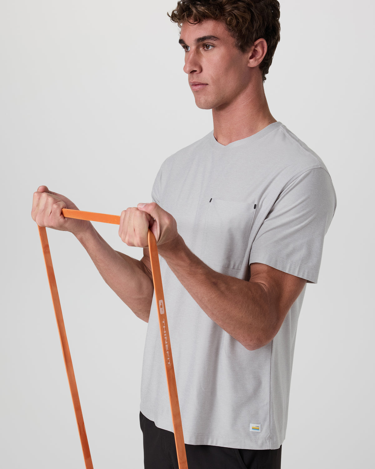Men Vuori Short Sleeve Strato Pocket Tee - Relaxed Fit Platinum Heather