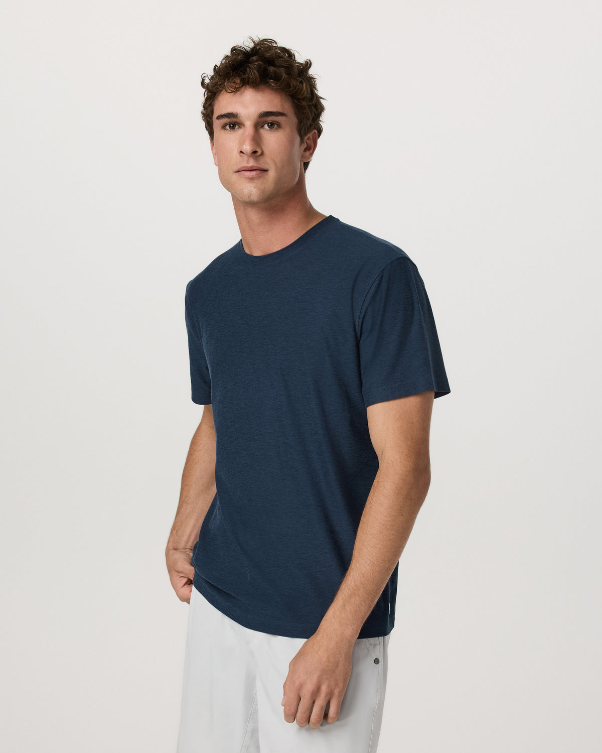 Men Vuori Men's Short Sleeve Strato Tee - Relaxed Fit Navy Heather