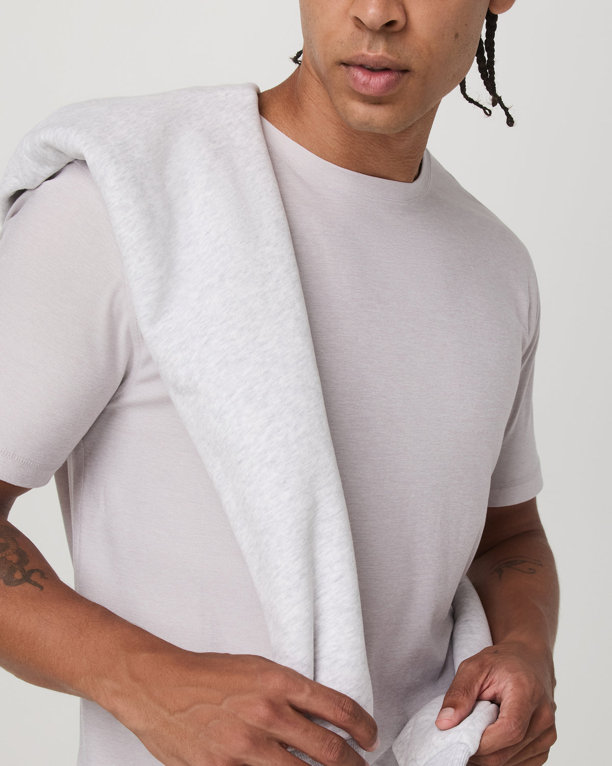 Men Vuori Strato Tech Tee Men's Thistle Heather Performance Shirt