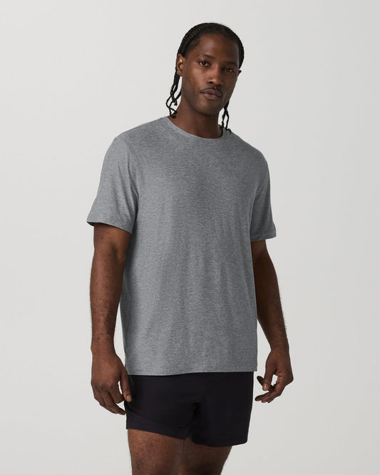 Men Vuori Short Sleeve Strato Tech Tee - Relaxed Fit Heather Grey
