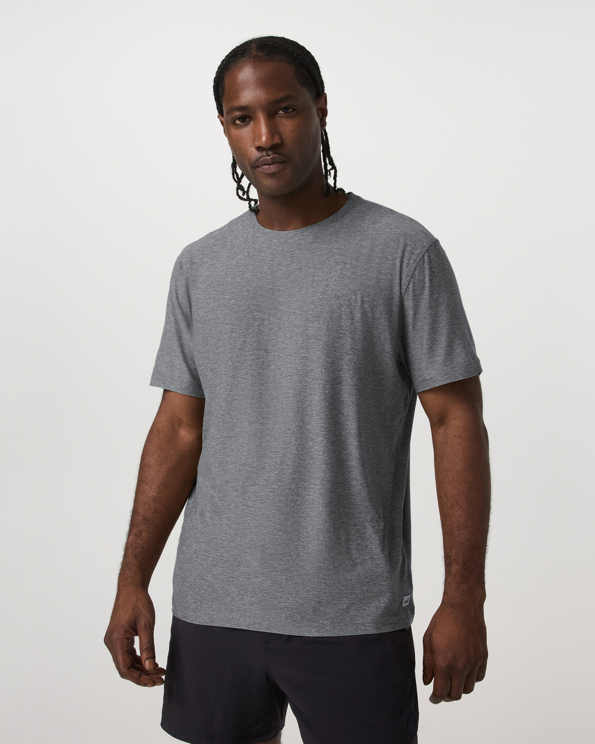 Men Vuori Short Sleeve Strato Tech Tee - Relaxed Fit Heather Grey