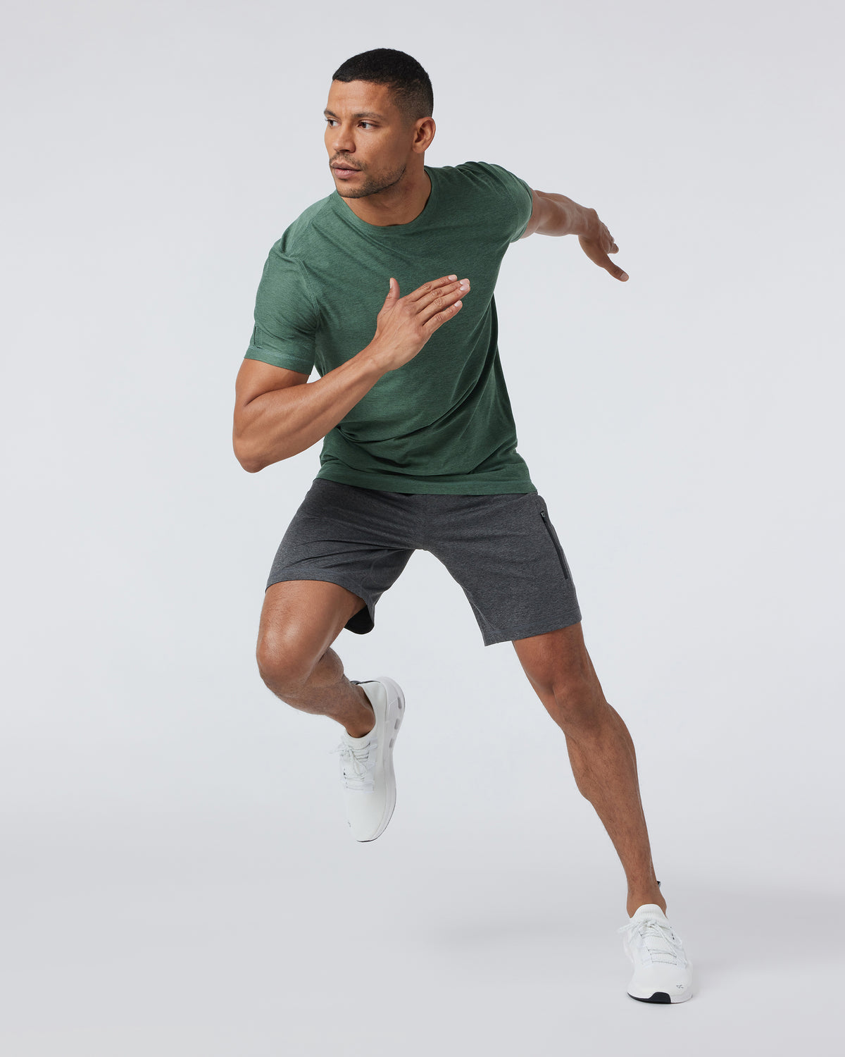 Men Vuori Strato Tech Tee Men's Sea Pine Heather Workout Shirt