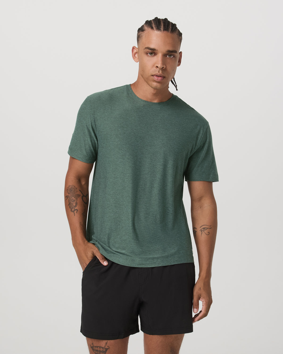 Men Vuori Short Sleeve Strato Tech Tee-Relaxed Fit Agate Green Heather