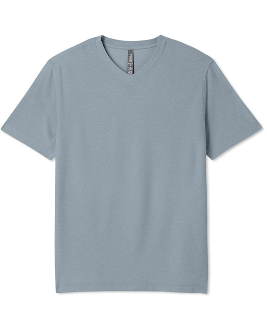 Men Vuori Strato Tech V-Neck Tee Men's Dusty Blue Heather Shirt