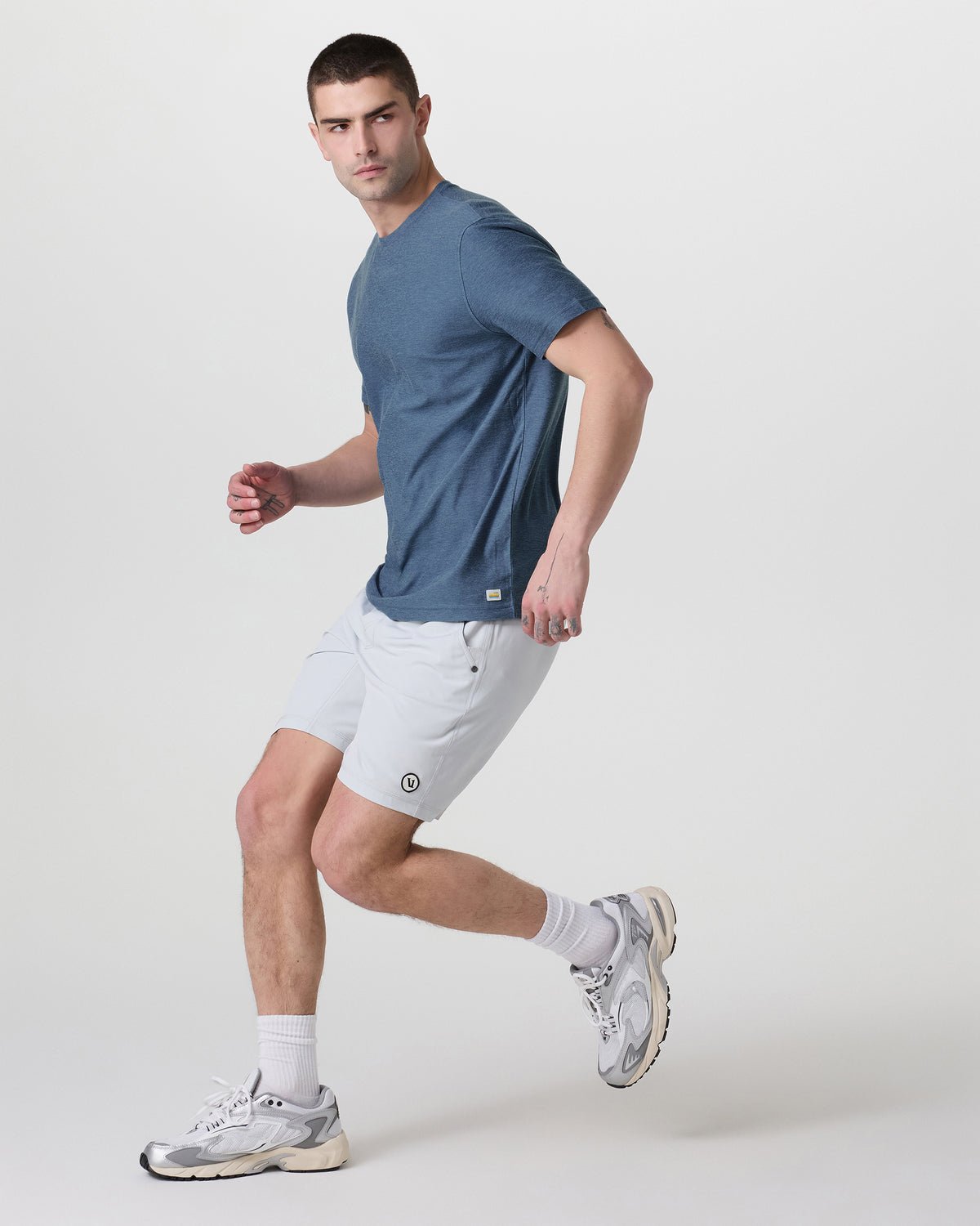 Men Vuori Strato Tech Tee Men's Pool Blue Workout Shirt
