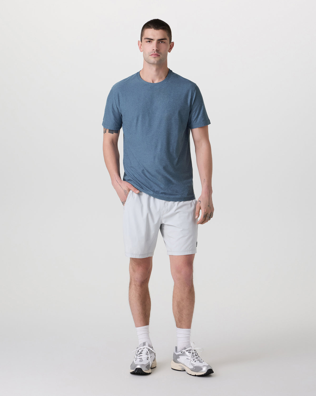 Men Vuori Strato Tech Tee Men's Pool Blue Workout Shirt