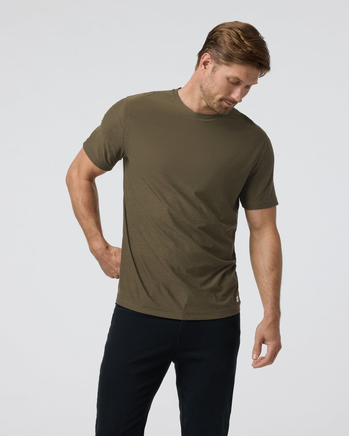 Men Vuori Strato Tech Tee Men's Moss Green Workout Shirt