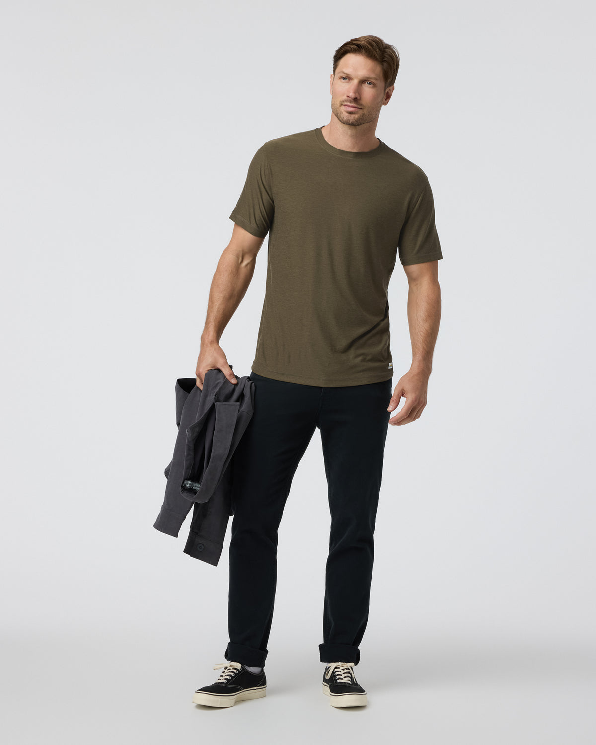 Men Vuori Strato Tech Tee Men's Moss Green Workout Shirt