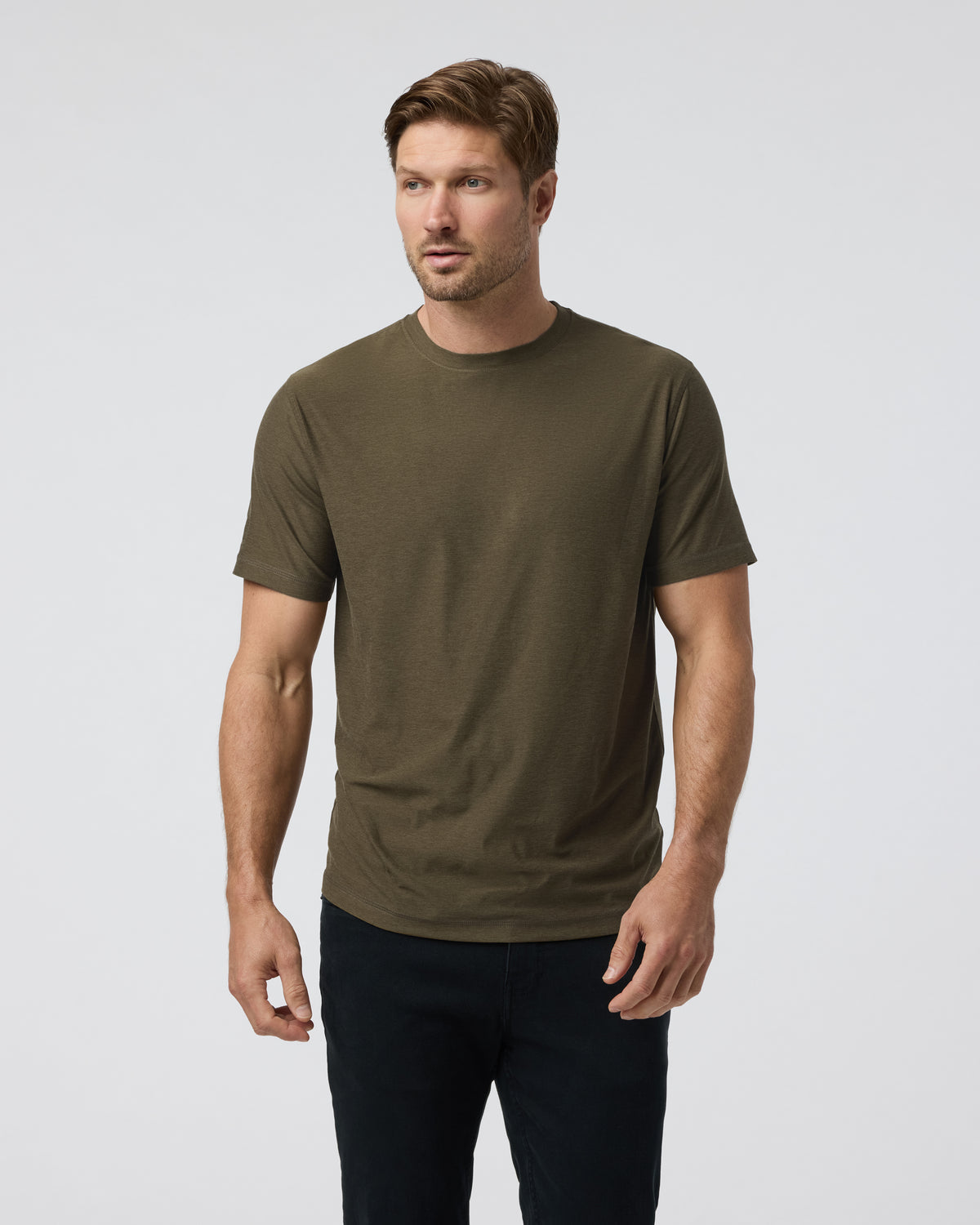 Men Vuori Strato Tech Tee Men's Moss Green Workout Shirt