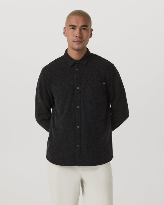 Men Vuori Long Sleeve Altitude Wool Shirt - Relaxed Volcanic Ash