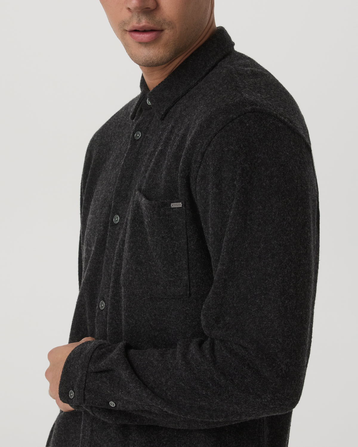 Men Vuori Long Sleeve Altitude Wool Shirt - Relaxed Volcanic Ash