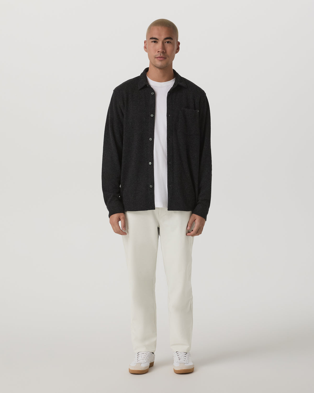 Men Vuori Long Sleeve Altitude Wool Shirt - Relaxed Volcanic Ash