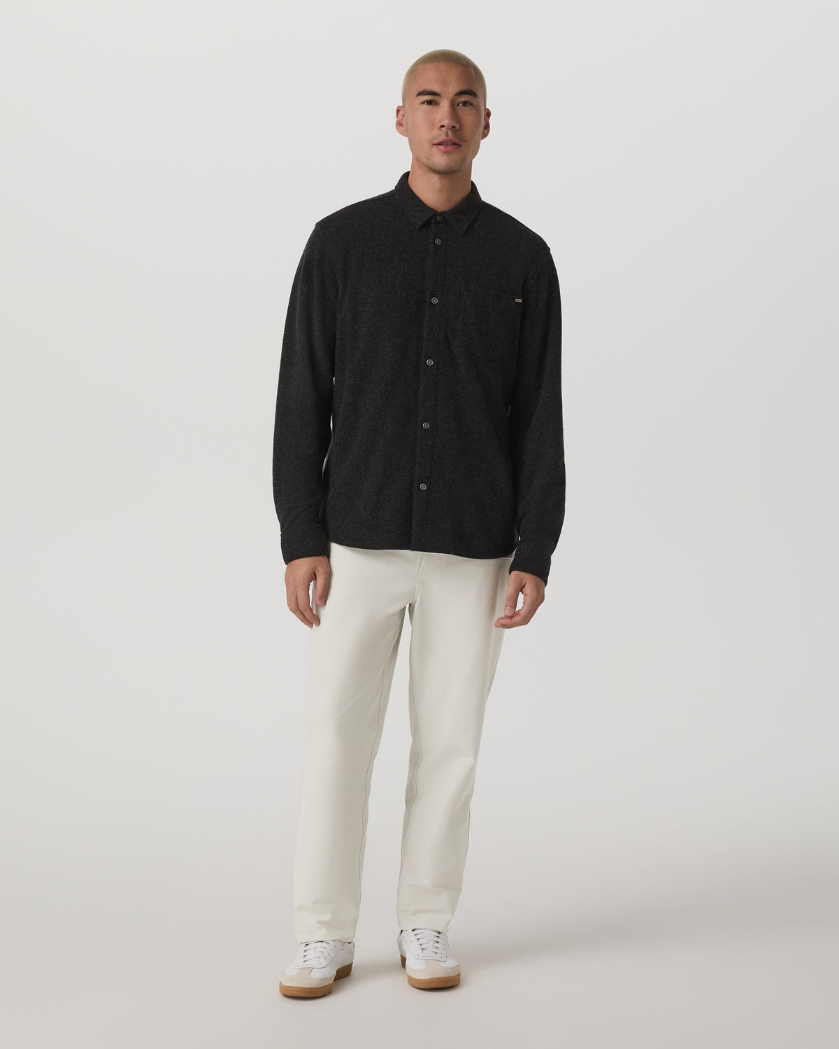 Men Vuori Long Sleeve Altitude Wool Shirt - Relaxed Volcanic Ash