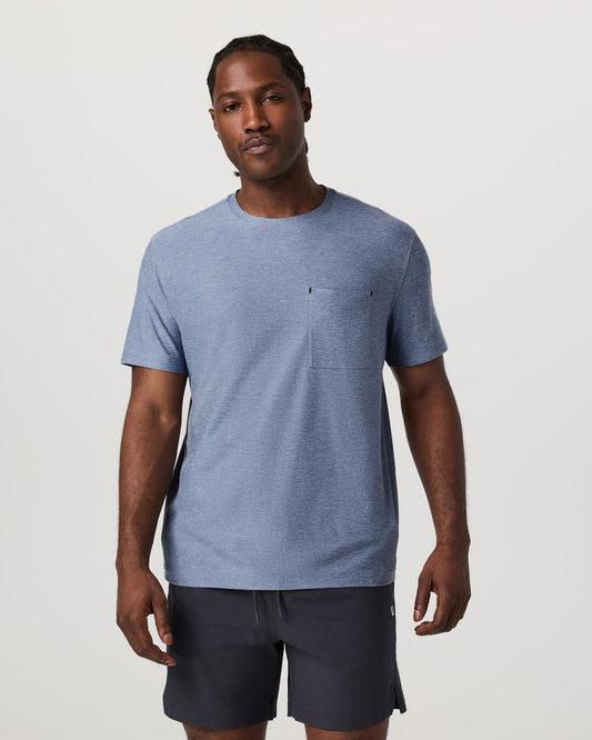 Men Vuori Men's Short Sleeve Strato Pocket Tee - Relaxed Chambray
