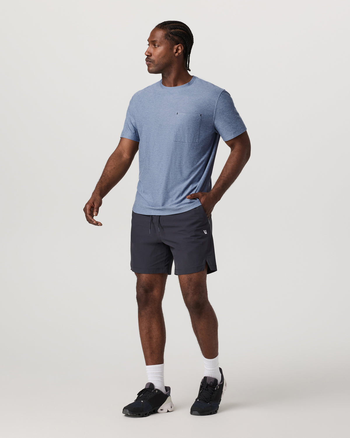 Men Vuori Men's Short Sleeve Strato Pocket Tee - Relaxed Chambray