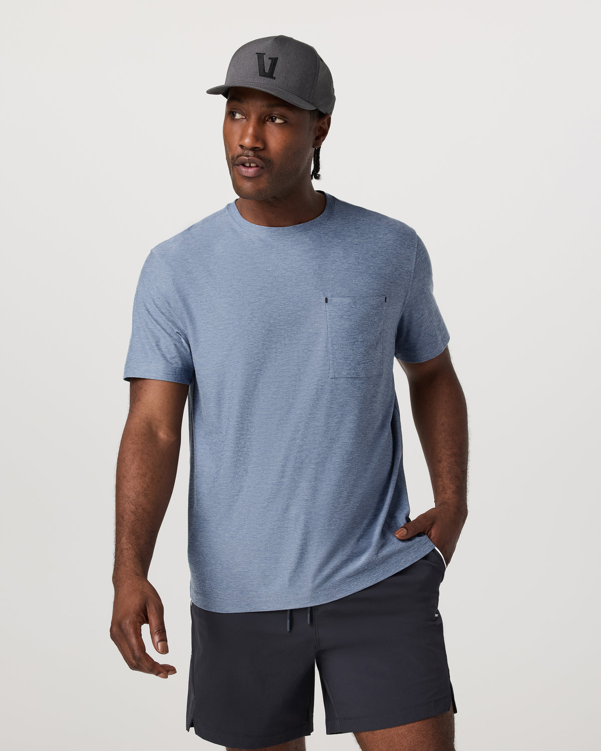 Men Vuori Men's Short Sleeve Strato Pocket Tee - Relaxed Chambray