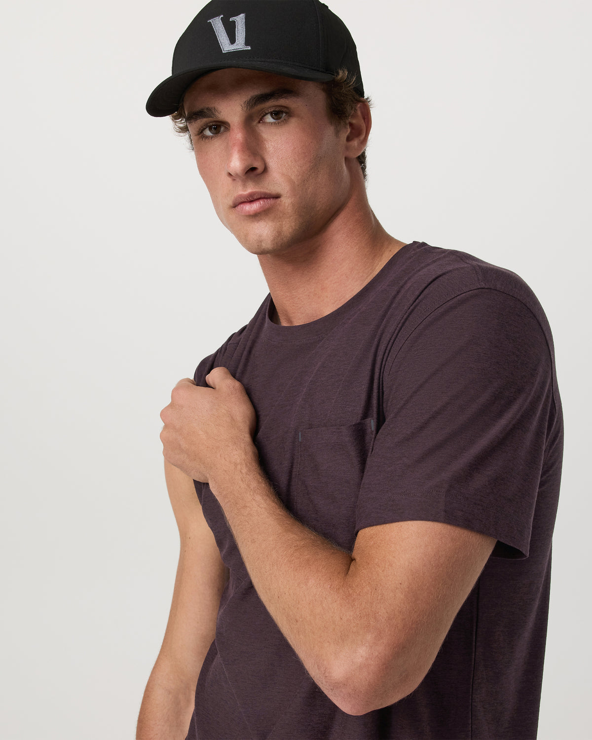 Men Vuori Short Sleeve Strato Pocket Tee - Relaxed Fit Raisin Heather