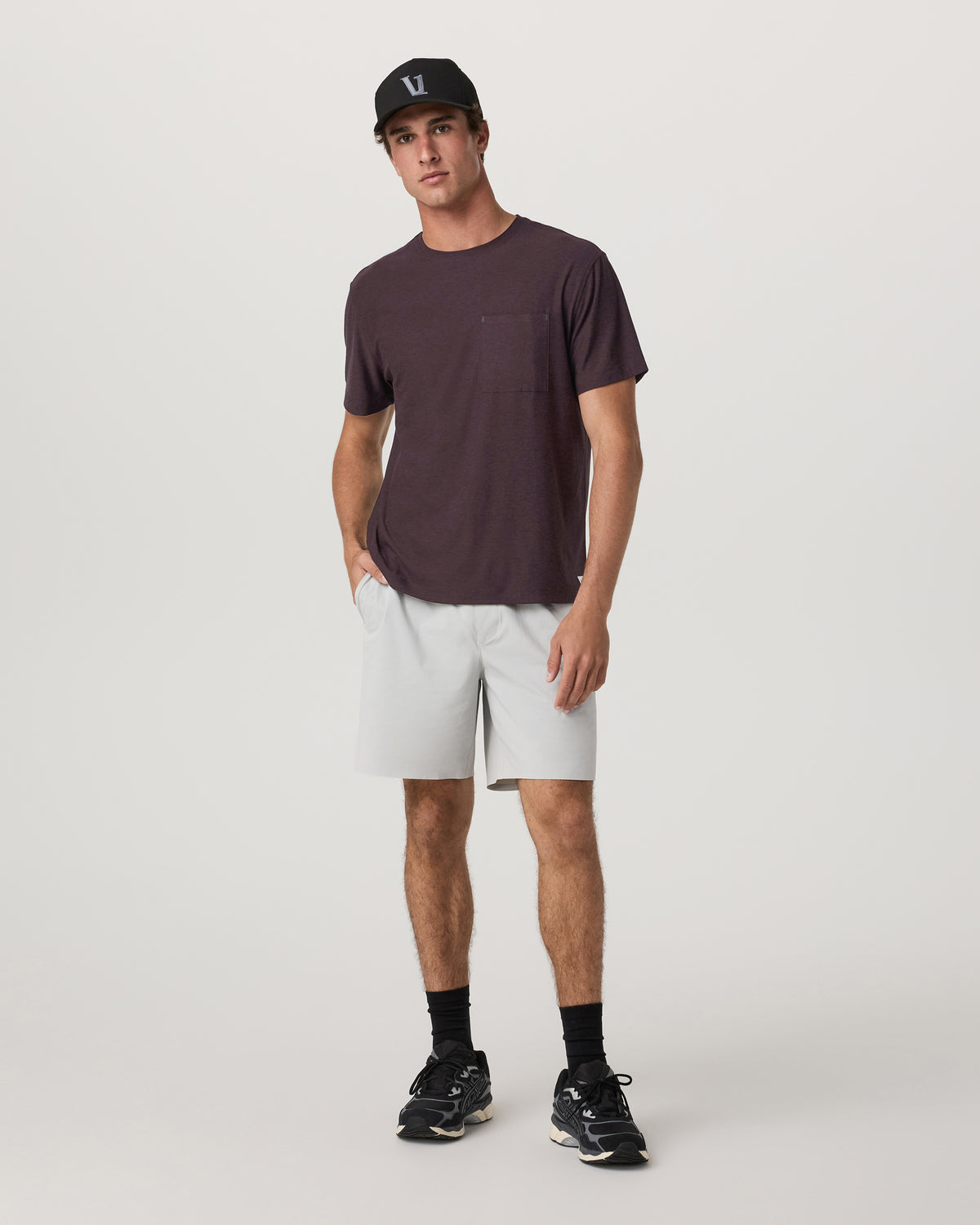 Men Vuori Short Sleeve Strato Pocket Tee - Relaxed Fit Raisin Heather